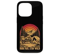 Carcasa para iPhone 13 Pro Ride Far Stay Wild Moto Aventura Naturaleza Retro