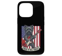 Carcasa para iPhone 13 Pro Rock N Roll Yorkie Dog Playing Guitar USA Flag Puppy