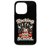 Carcasa para iPhone 13 Pro Rocking 100th Days of School Guitarra Música Amante Profesor Niños