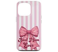 Carcasa para iPhone 13 Pro Rosa Rubor, Lazo a Rayas, Pastel, superlinda, la Mejor mamá de la Historia