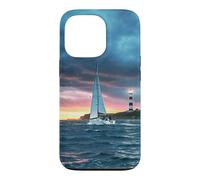 Carcasa para iPhone 13 Pro Sailboat Lighthouse Nautical Ocean Sunset Coastal Art