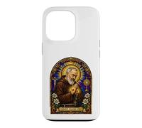 Carcasa para iPhone 13 Pro San Padre Pío Católico Devocional Gótico Mosaico Icono Arte