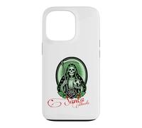 Carcasa para iPhone 13 Pro Santa Muerte Green Justice Scythe Globe Folk Saint Rose