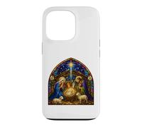 Carcasa para iPhone 13 Pro Santa Natividad Estrella Familia Catedral Mosaico Arte con Corderos