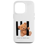Carcasa para iPhone 13 Pro Say Hi Nice to Meet You, Lovely Teddy Bear Graphic Designs
