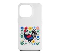 Carcasa para iPhone 13 Pro Scandi Folk Art Gallo Diseño Granjero Pollo
