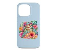 Carcasa para iPhone 13 Pro Sea Turtle Hawaiian Flowers Vacation Beach Summer