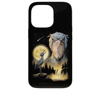 Carcasa para iPhone 13 Pro Shoebill Stork Aullando a la Luna, extraño Meme Divertido pájaro de los 90