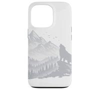 Carcasa para iPhone 13 Pro Silueta de Paisaje de Lobo