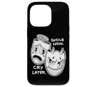 Carcasa para iPhone 13 Pro Sonríe Ahora Llorar Más Tarde Ángel Diablo Feliz Triste Vintage Cartoon