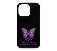Carcasa para iPhone 13 Pro Soporte de Mariposa con Cinta Morada para concienciación de la Demencia