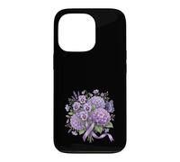 Carcasa para iPhone 13 Pro Soporte de Mariposa Floral con Cinta Morada para concienciación de la Demencia