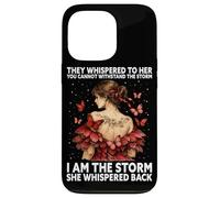 Carcasa para iPhone 13 Pro Soy la tormenta, Ella susurró, Mariposa, inspiradora