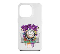 Carcasa para iPhone 13 Pro Spike Break The Net Voleibol Jugador Graffiti Art