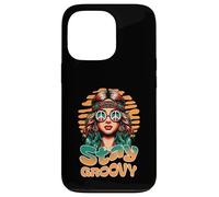 Carcasa para iPhone 13 Pro Stay Groovy Retro Hippie Woman Peace Sign Sunset