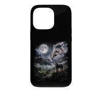 Carcasa para iPhone 13 Pro Tapir Aullando a la Luna Selva Lluvia Bosque Noche