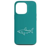 Carcasa para iPhone 13 Pro Teal Shark Line Art Minimalista Surfer
