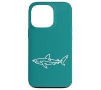 Carcasa para iPhone 13 Pro Teal Shark Line Art Minimalista Surfer