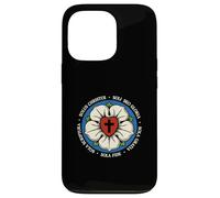 Carcasa para iPhone 13 Pro Teología Reformada Five Solas Cruz Luterana Flor Cristiana