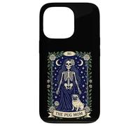 Carcasa para iPhone 13 Pro The Pug Mom Gothic Skeleton Rose Tarot Amante de los Perros