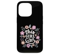 Carcasa para iPhone 13 Pro This Girl Can Cute Floral Empowerment Tipografía