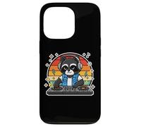 Carcasa para iPhone 13 Pro Tocadiscos Retro DJ Raccoon para Mezclar música gráfica
