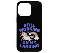 Carcasa para iPhone 13 Pro Todavía Trabajando en mi Aterrizaje Unicornio Arco Iris Divertido