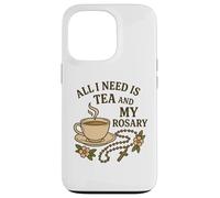 Carcasa para iPhone 13 Pro Todo lo Que Necesito es té y mi Rosario - Oración Católica