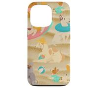 Carcasa para iPhone 13 Pro Tropical Summer Sandy Beach Dogs Cute Caniche Chihuahua Puppy