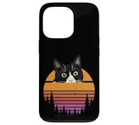 Carcasa para iPhone 13 Pro Tuxedo Cat Retro 70s Sunset Vintage Cat Lover