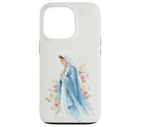Carcasa para iPhone 13 Pro Virgen María Rosa Azul Oración Católica