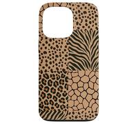 Carcasa para iPhone 13 Pro Wild Safari Animal Patchwork Beige Pattern Collage