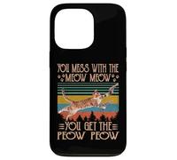Carcasa para iPhone 13 Pro You Mess with The Meow You Get The Peow Funny Cat with Gun