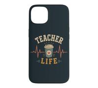 Carcasa para iPhone 13 Profesor Vida Café Latidos del corazón Escuela Educador Humor
