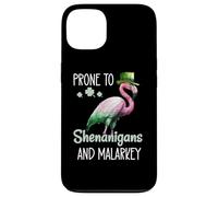 Carcasa para iPhone 13 Prone to Shenanigans and Malarkey Sign St Patricks Flamingo