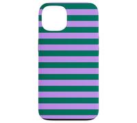 Carcasa para iPhone 13 Rayas horizontales Preppy a Rayas Verde Esmeralda y Lila