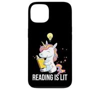 Carcasa para iPhone 13 Reading Is Lit Unicorn Library Inglés Profesor Amante de los Libros