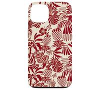 Carcasa para iPhone 13 Red Tropical Pineapple Palm Leaf Aloha Summer Pattern