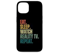 Carcasa para iPhone 13 Retro Eat Sleep, mira Reality TV Repeat, Divertido fanático de los Reality Shows