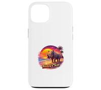 Carcasa para iPhone 13 Retro Rhino Sunset Tropical Beach Ilustración