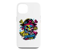 Carcasa para iPhone 13 Ride The Storm, Pirate Skull Storm Adventure Graphic