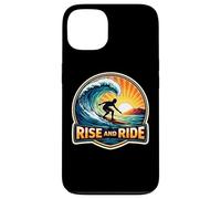 Carcasa para iPhone 13 Rise and Ride Surfer Mañana Surfing Tabla de Surf Cita Vintage