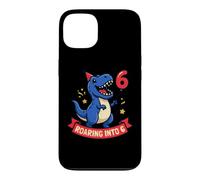 Carcasa para iPhone 13 Roaring Into 6 Dinosaurio T Rex 6º Cumpleaños Niños Niños Seis
