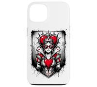 Carcasa para iPhone 13 Rojo Reina de Corazones Corona Rebelde Gafas de Sol Poker Card Mujeres