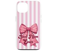 Carcasa para iPhone 13 Rosa Rubor, Lazo a Rayas, Pastel, superlinda, la Mejor mamá de la Historia