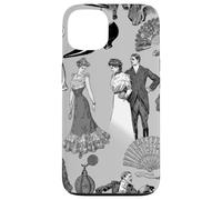 Carcasa para iPhone 13 salón de Baile era Victoriana Moda Toile Negro Blanco