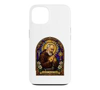 Carcasa para iPhone 13 San Padre Pío Católico Devocional Gótico Mosaico Icono Arte