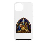 Carcasa para iPhone 13 Santa Natividad Estrella Familia Catedral Mosaico Arte con Corderos