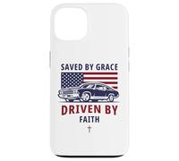 Carcasa para iPhone 13 Saved by Grace, Driven by Faith - Men's Christian Muscle Car