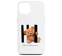 Carcasa para iPhone 13 Say Hi Nice to Meet You, Lovely Teddy Bear Graphic Designs